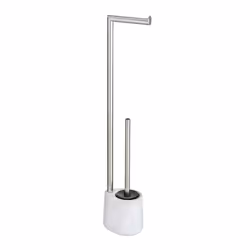 WENKO 23745100, Support et brosse pour toilettes, Chrome, Blanc, Vitrocéramique, Acier inoxydable, Acier inoxydable, 130 mm,  ...