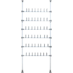 Range chaussures pour penderie Herkules, rangement chaussures télescopique, 48 paires de chaussures, Acier, 94x165-300x9 cm, Blanc - Wenko
