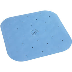 Wenko - Tapis de douche, Tapis Salle de bain antidérapant avec évacuation eau, Caoutchouc naturel, 45 x 45 cm, bleu
