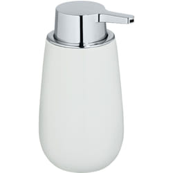 Wenko - Distributeur Savon Liquide Badi, Capacité 320 ml, Céramique, 9,5x16x8 cm, blanc mat