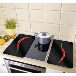 WENKO Hot Peperoni planche à découper pour cuisine Rectangulaire Plastique, Verre trempé, Élastomère thermoplastique (TPE) Noir, Rouge
