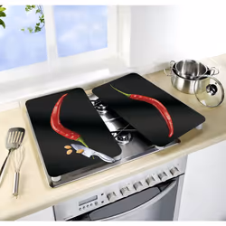 WENKO Hot Peperoni planche à découper pour cuisine Rectangulaire Plastique, Verre trempé, Élastomère thermoplastique (TPE) Noir, Rouge