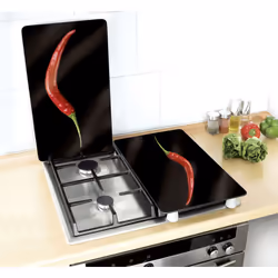 WENKO Hot Peperoni planche à découper pour cuisine Rectangulaire Plastique, Verre trempé, Élastomère thermoplastique (TPE) Noir, Rouge - Vue supplémentaire 4