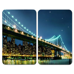 WENKO Brooklyn planche à découper pour cuisine Rectangulaire Plastique, Verre trempé, Élastomère thermoplastique (TPE) Bleu
