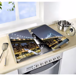WENKO Brooklyn planche à découper pour cuisine Rectangulaire Plastique, Verre trempé, Élastomère thermoplastique (TPE) Bleu