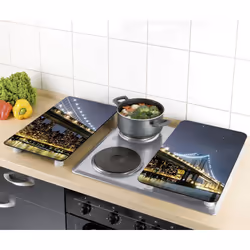 WENKO Brooklyn planche à découper pour cuisine Rectangulaire Plastique, Verre trempé, Élastomère thermoplastique (TPE) Bleu - Vue supplémentaire 5
