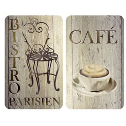 WENKO BISTRO planche à découper pour cuisine Rectangulaire Plastique, Verre trempé, Élastomère thermoplastique (TPE) Beige, Multicolore