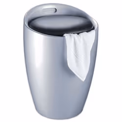 WENKO 21772100 panier à linge 20 L Rond Acrylonitrile-Butadiène-Styrène (ABS), Polyester Noir, Argent