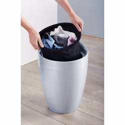 WENKO 21772100 panier à linge 20 L Rond Acrylonitrile-Butadiène-Styrène (ABS), Polyester Noir, Argent