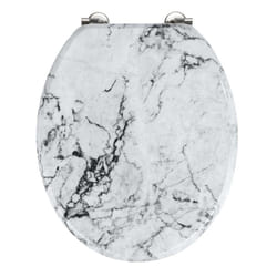 WENKO 23553100 siège de toilette Abattant rigide Panneaux MDF, Acier inoxydable Gris, Blanc
