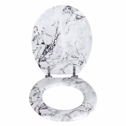 WENKO 23553100 siège de toilette Abattant rigide Panneaux MDF, Acier inoxydable Gris, Blanc