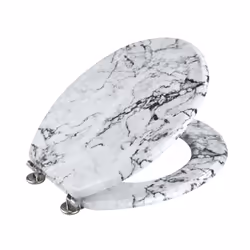 WENKO 23553100 siège de toilette Abattant rigide Panneaux MDF, Acier inoxydable Gris, Blanc
