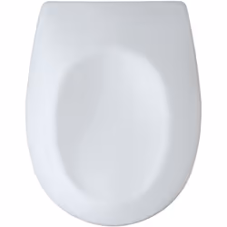 L'abattant WC aux finitions haut de gamme Vorno en duroplastique robuste de couleur blanche a une forme de couvercle ovale so ...
