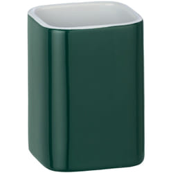 WENKO Gobelet Salle de Bain Elmo, Porte Brosse à Dent, Céramique, 6,5x9x6,5 cm, vert