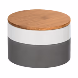 WENKO 54093100, Boîte de rangement, Gris, Blanc, Bois, Rond, Bambou, Vitrocéramique, Silicone, Monochromatique, Bois