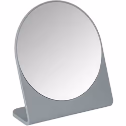 WENKO Miroir rond Salle de bain Marcon Petit Miroir sur pied à poser Plastique Ø17 cm gris