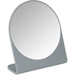 WENKO Miroir rond Salle de bain Marcon Petit Miroir sur pied à poser Plastique Ø17 cm gris