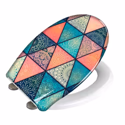 WENKO Geometry Abattant rigide Duroplast Multicolore, Blanc