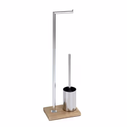 WENKO 23706100, Support et brosse pour toilettes, Marron, Chrome, Polyrésine, 220 mm, 150 mm, 740 mm