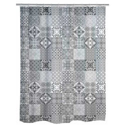 WENKO 23818100 rideau de douche Anneau Polyester Gris, Blanc