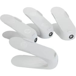 Wenko - Organisateur de chaussures, Rangement chaussures gain de place, Lot de 4, support plastique robuste, 11,5x15x29 cm, blanc