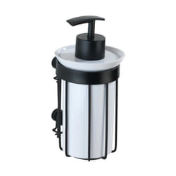 WENKO Distributeur de savon liquide mural Classic Plus Capacité 185 ml Acier antirouille - plastique 9x165x8 cm noir - blanc