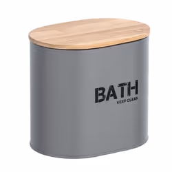 WENKO 23701100, Boîte de rangement, Gris, Bois, Ovale, Bambou, Acier, Monochromatique, 145 mm