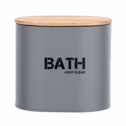 WENKO 23701100 Boîte de rangement Ovale Bambou, Acier Gris, Bois