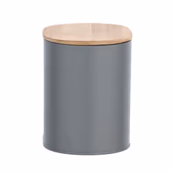 WENKO 23701100 Boîte de rangement Ovale Bambou, Acier Gris, Bois