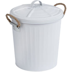 Wenko - Poubelle salle de bain Gara 6l blanche métal rétro design petite poubelle salle de bain cosmétique en métal avec abnehmbaren Deckel und