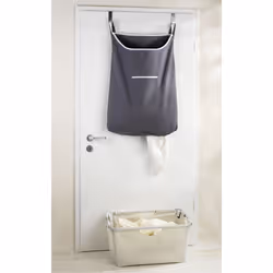 WENKO Canguro panier à linge 65 L Coton, Acier inoxydable Gris, Argent