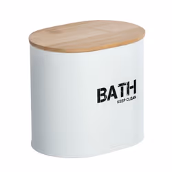 WENKO 23699100, Boîte de rangement, Marron, Blanc, Ovale, Bambou, Acier, Monochromatique, Intérieure
