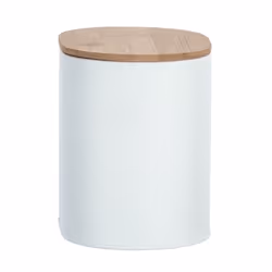 WENKO 23699100 Boîte de rangement Ovale Bambou, Acier Marron, Blanc