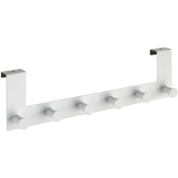 Patère de porte à suspendre Celano, 6 Crochets de porte pour les serviettes ou les manteaux, fixation sans perçage, Acier, 39x11x5,5 cm, blanc - Wenko