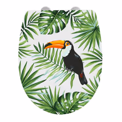 WENKO Tucan, Allongé, Abattant rigide, Multicolore, Blanc, Thermoplastique, 365 mm, 450 mm