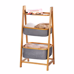 WENKO Bahari Étagère à échelle Autonome Bambou, Polyester Bambou, Gris