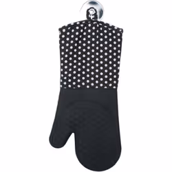 Le gant de cuisine noir avec des pois blancs en set pratique de 2 de WENKO offre une protection extrême contre les brûlures e ...