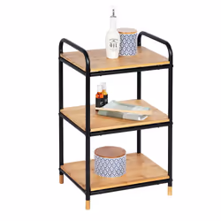 WENKO Regal Loft Étagère à échelle Autonome Bambou, Métal Bambou, Noir