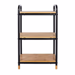 WENKO Regal Loft Étagère à échelle Autonome Bambou, Métal Bambou, Noir