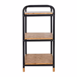 WENKO Regal Loft Étagère à échelle Autonome Bambou, Métal Bambou, Noir - Vue supplémentaire 4