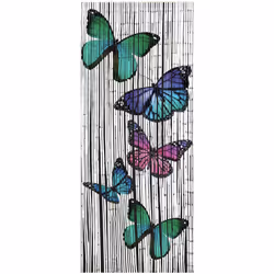 Description générale Le rideau en bambou, orné de motifs de papillons ou de tournesols, allie fonctionnalité et esthétique. I ...