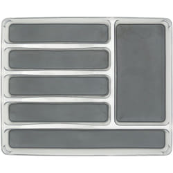 Range Couvert tiroir 6 compartiments Wenko Aménagement cuisine, Antidéparant, Adapté aux tiroirs courants, pet, 32x4,5x40 cm, Transparent et Gris