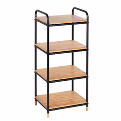 WENKO Regal Loft, Étagère à échelle, Autonome, Bambou, Métal, Bambou, Noir, Universel, 20 kg