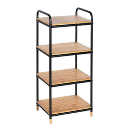 WENKO Regal Loft Étagère à échelle Autonome Bambou, Métal Bambou, Noir