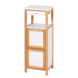 Etagère de salle de bain scandinave Finja - L. 34 x H. 89 cm - Blanc