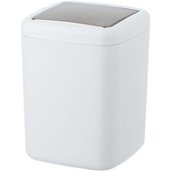 Wenko - Mini Poubelle Salle de Bain Barcelona, Poubelle à Couvercle Basculant, Capacité 3L, Plastique incassable sans bpa, 15x20x15 cm, Blanc