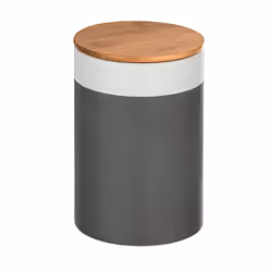 WENKO 54092100, Boîte de rangement, Gris, Blanc, Bois, Rond, Bambou, Vitrocéramique, Silicone, Monochromatique, Bois