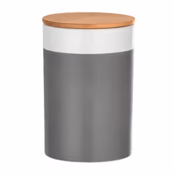 WENKO 54092100 Boîte de rangement Rond Bambou, Vitrocéramique, Silicone Gris, Blanc, Bois