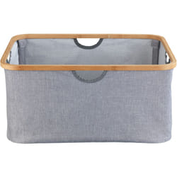 Wenko - Panier de rangement pliable Bahari Rangement buanderie, Rebords en bambou, Peu encombrant, Capacité 50L, Polyester et Bambou, 54x36x26 cm,