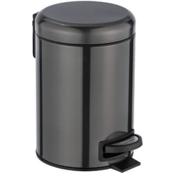 Wenko - Poubelle à pédale Leman, mini poubelle salle de bain, capacité 3L, acier inox, 17x25x22,5 cm, noir métallique